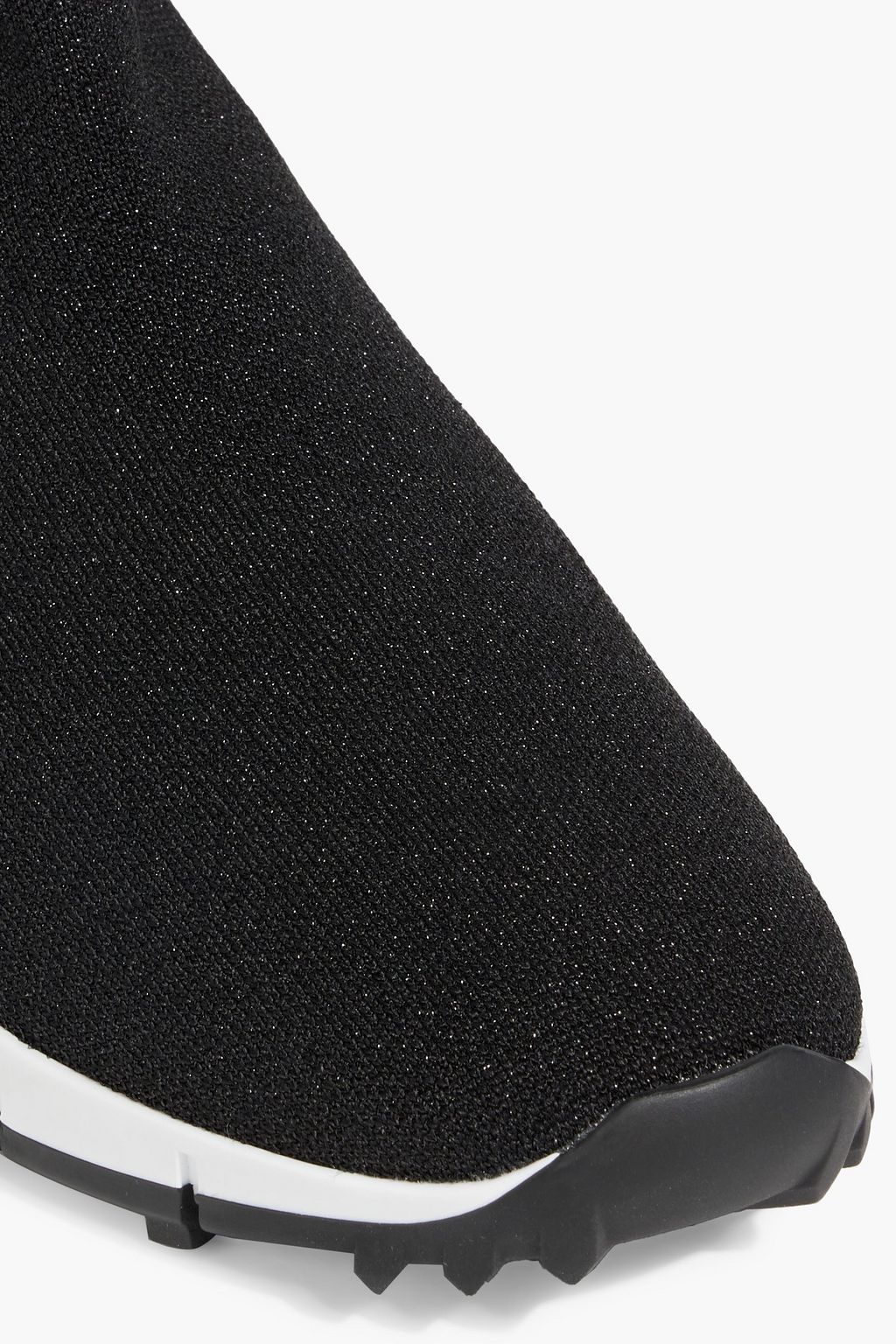 JIMMY CHOO Verona metallic stretch-knit slip-on sneakers