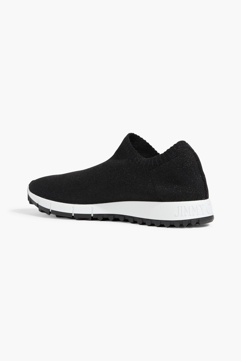 JIMMY CHOO Verona metallic stretch-knit slip-on sneakers