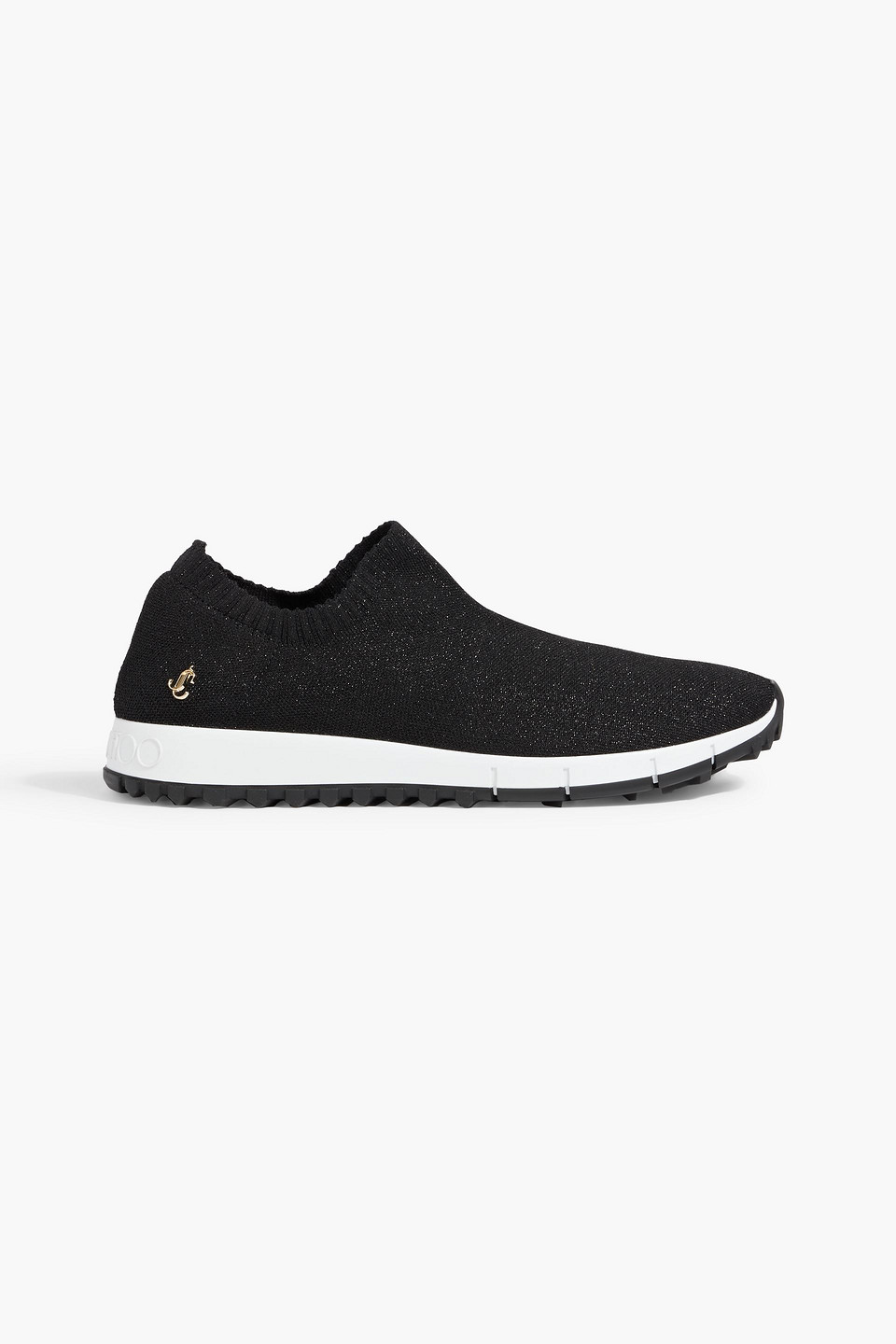 Jimmy Choo Verona Metallic Stretch-knit Slip-on Sneakers