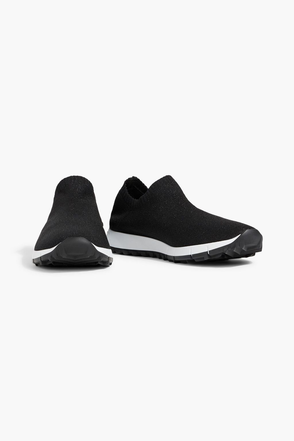 JIMMY CHOO Verona metallic stretch-knit slip-on sneakers