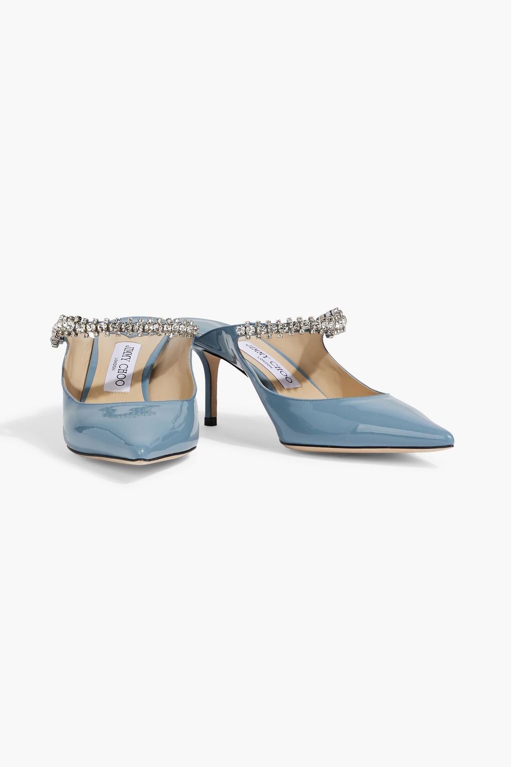 JIMMY CHOO Bing 65 crystal-embellished patent-leather mules