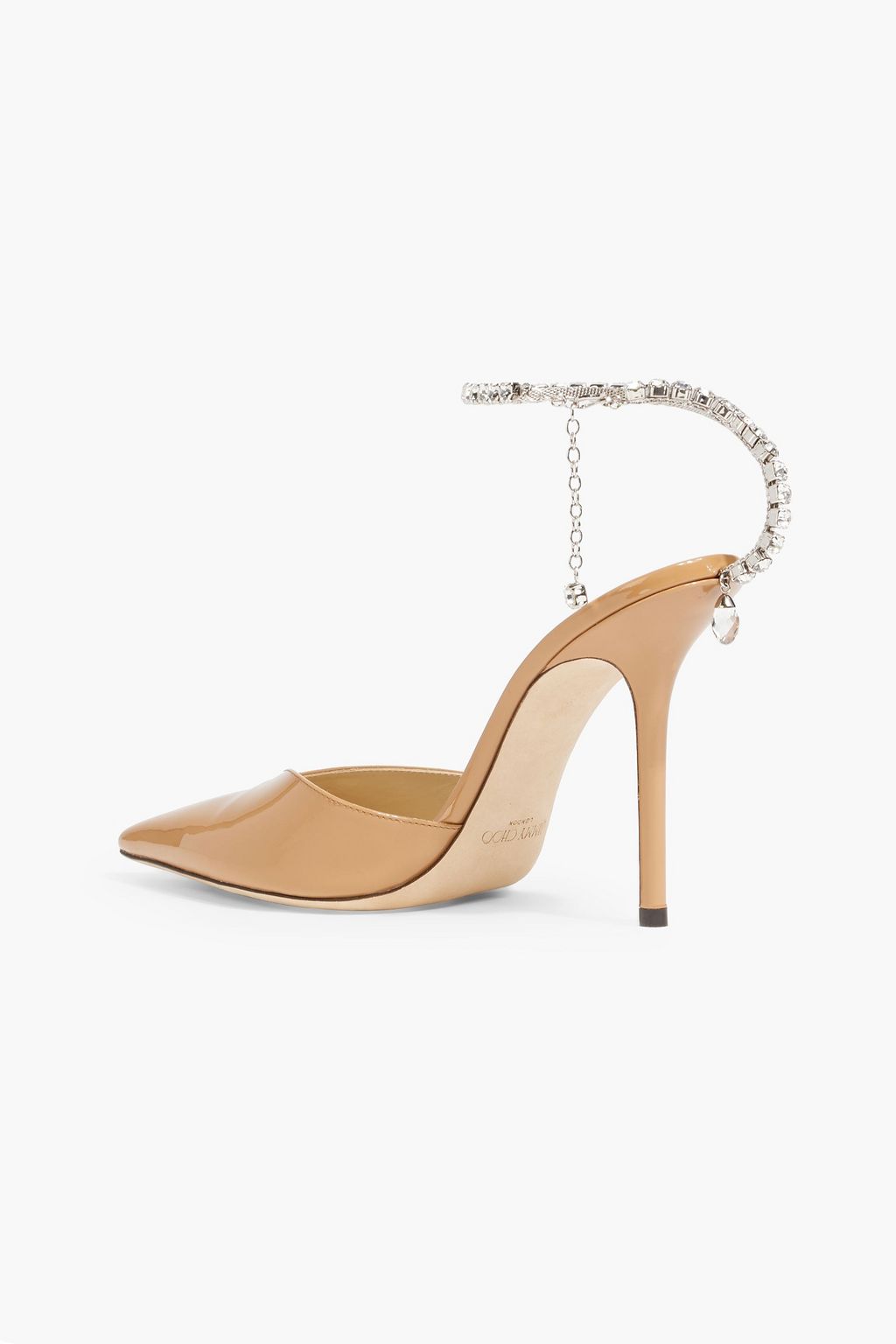 JIMMY CHOO Saeda 100 crystal-embellished patent-leather pumps