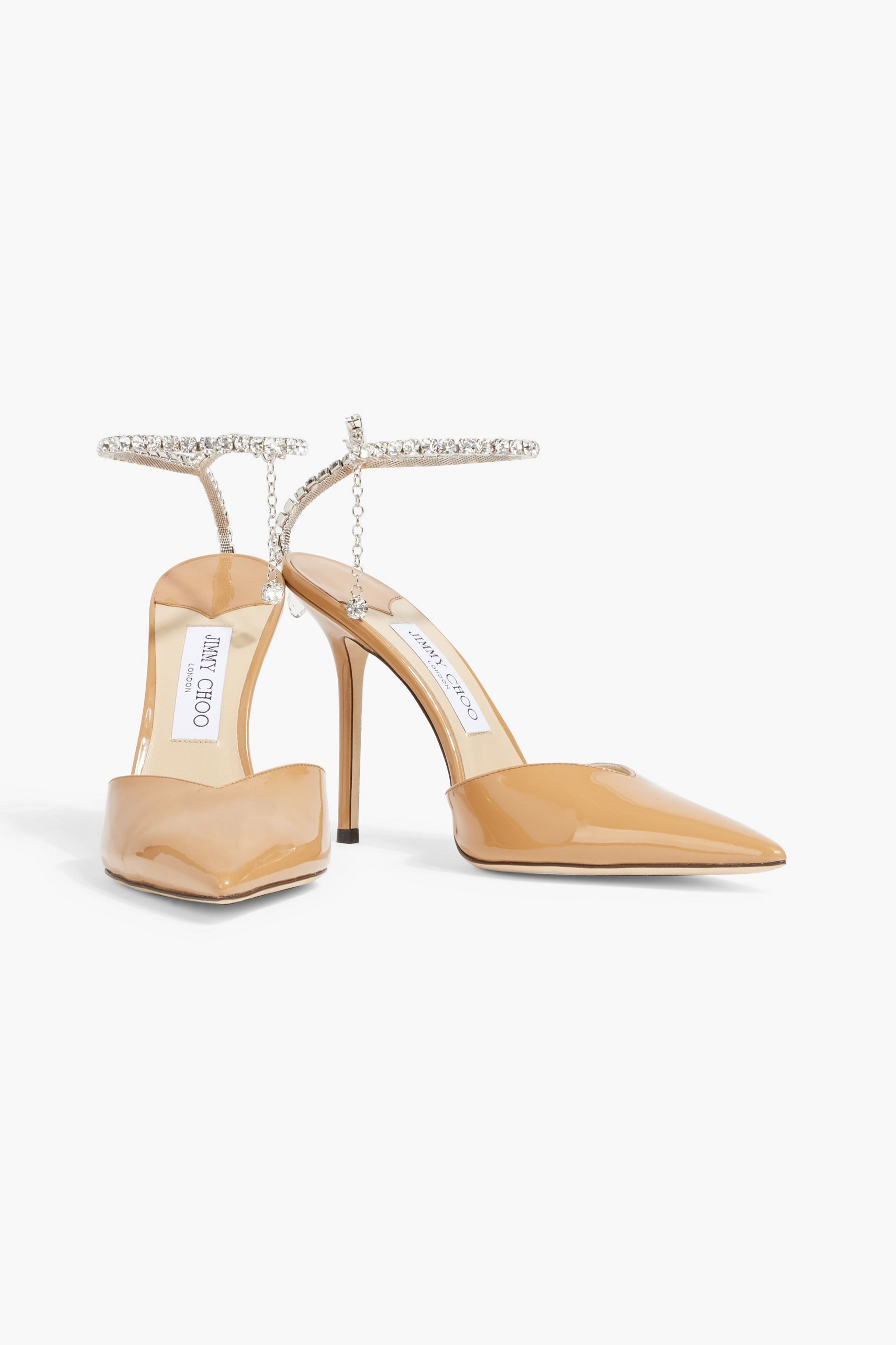 JIMMY CHOO Saeda 100 crystal-embellished patent-leather pumps thumbnail
