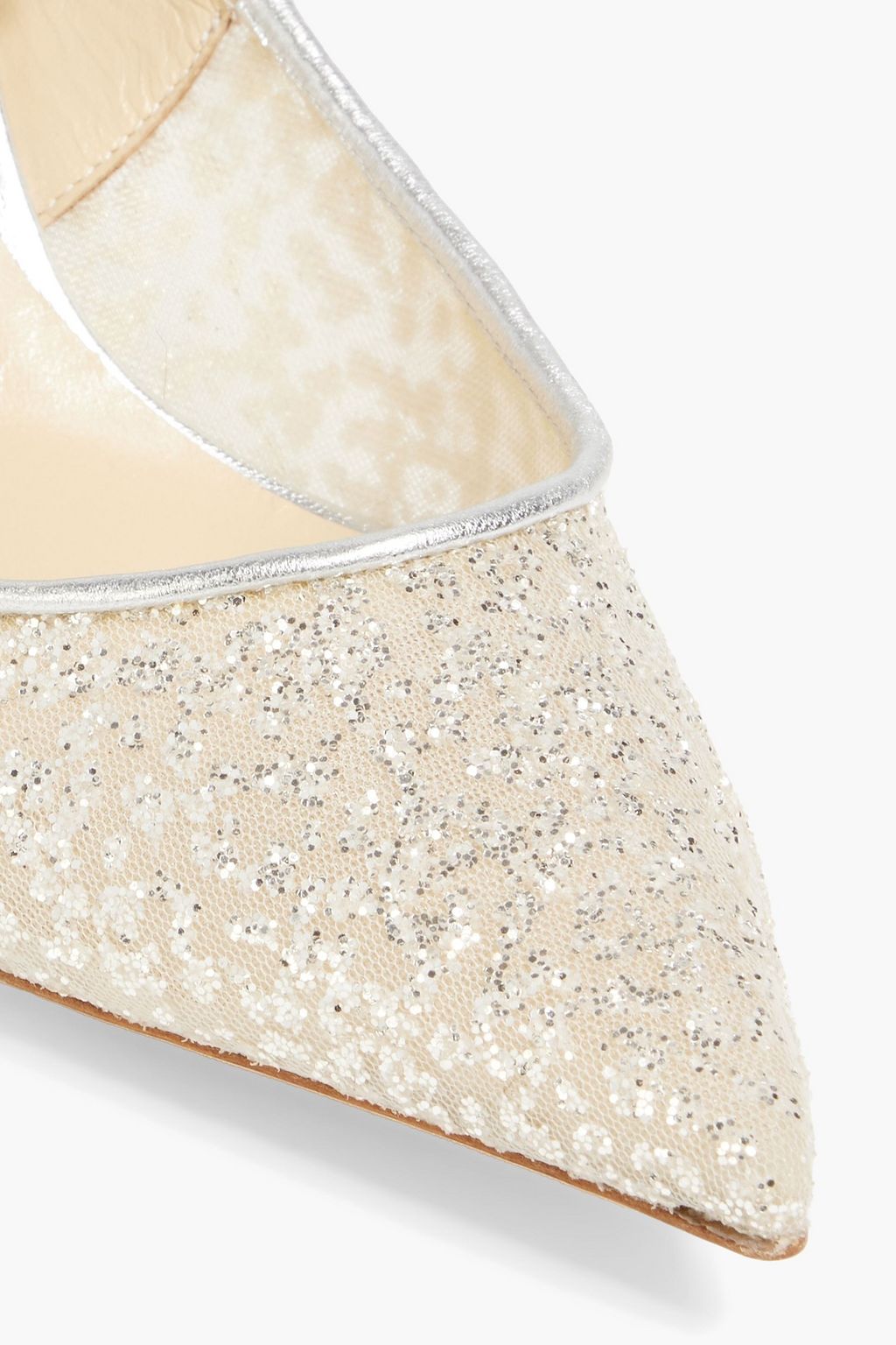 JIMMY CHOO Bing 65 crystal-embellished glittered tulle mules