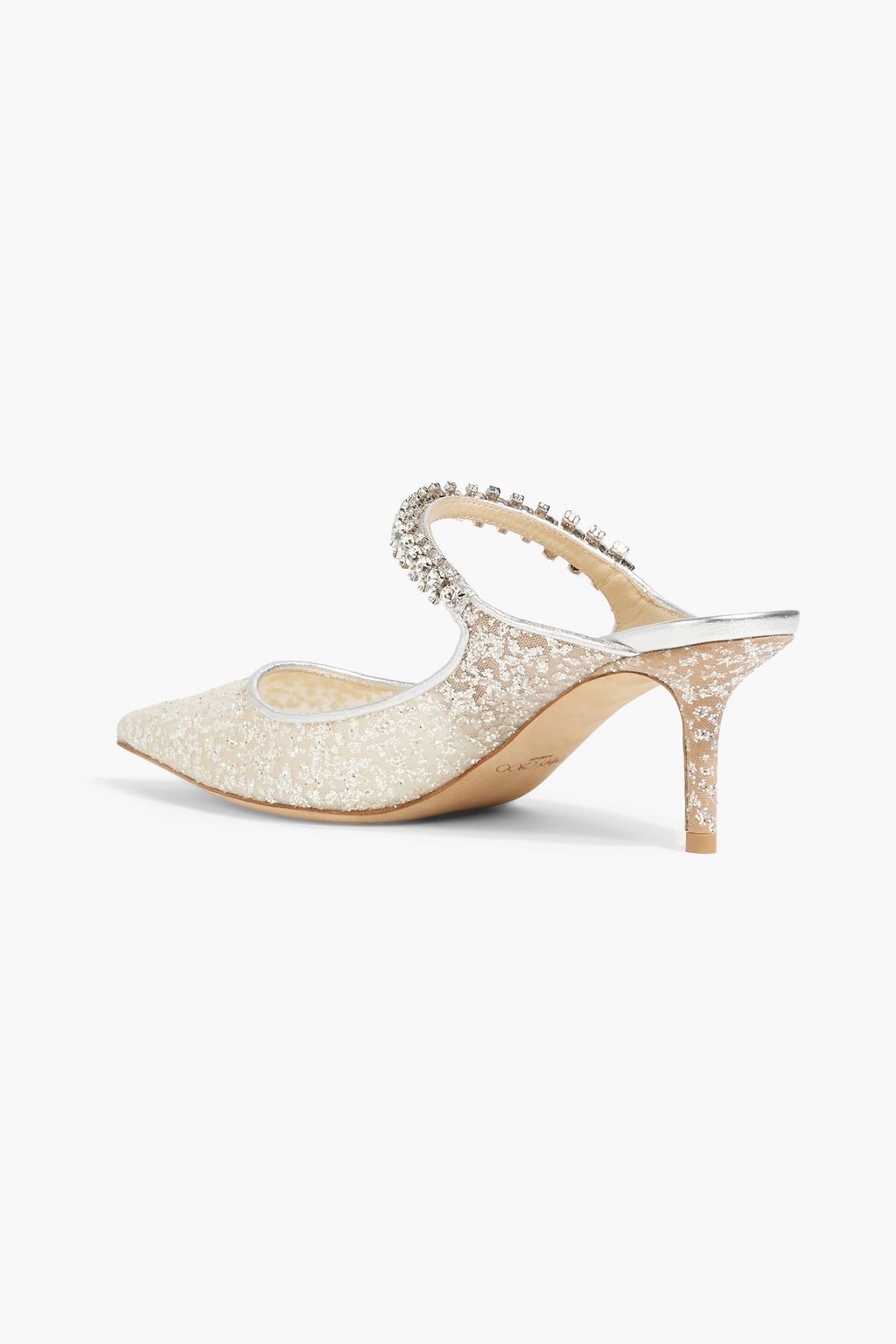JIMMY CHOO Bing 65 crystal-embellished glittered tulle mules