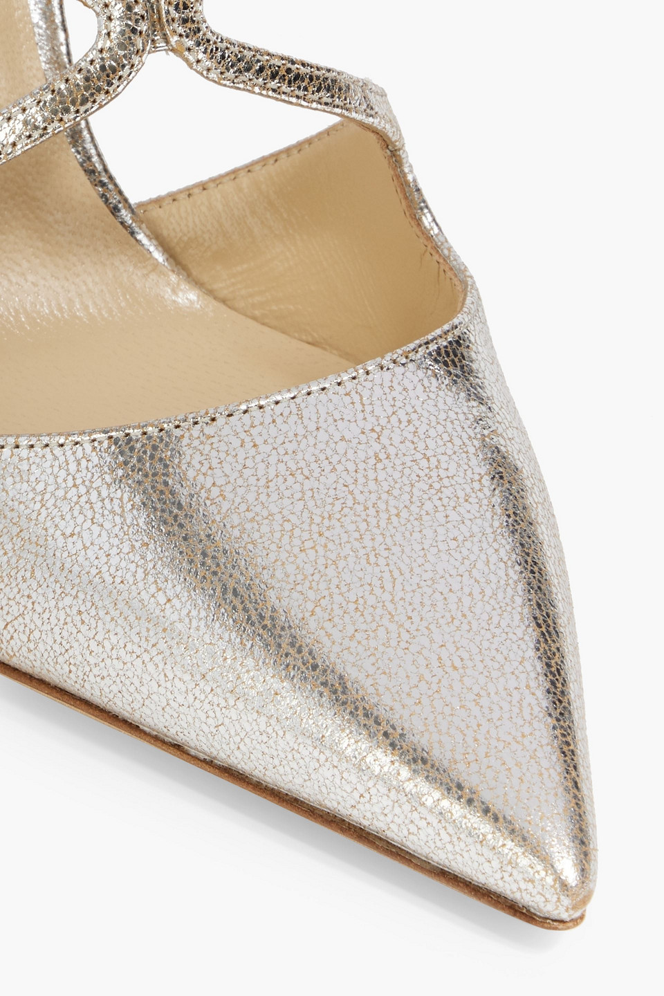 Jimmy Choo Jc Azia Pump 95 High Heel Point Toe Pump Glitter Leather In Platinum