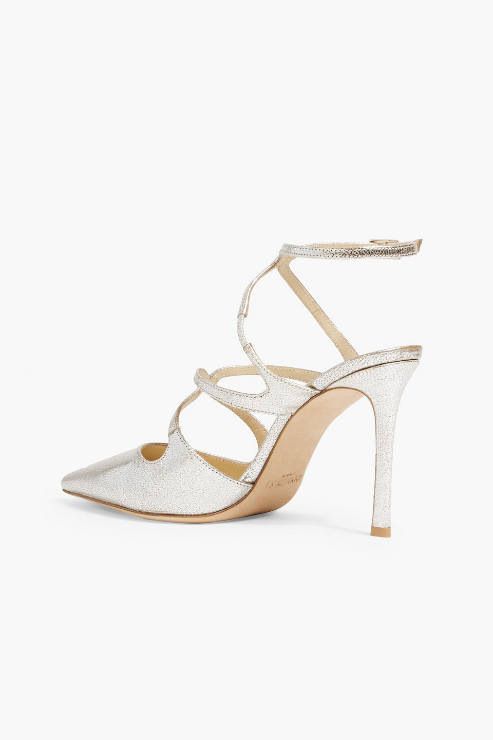 Jimmy Choo Jc Azia Pump 95 High Heel Point Toe Pump Glitter Leather In Platinum