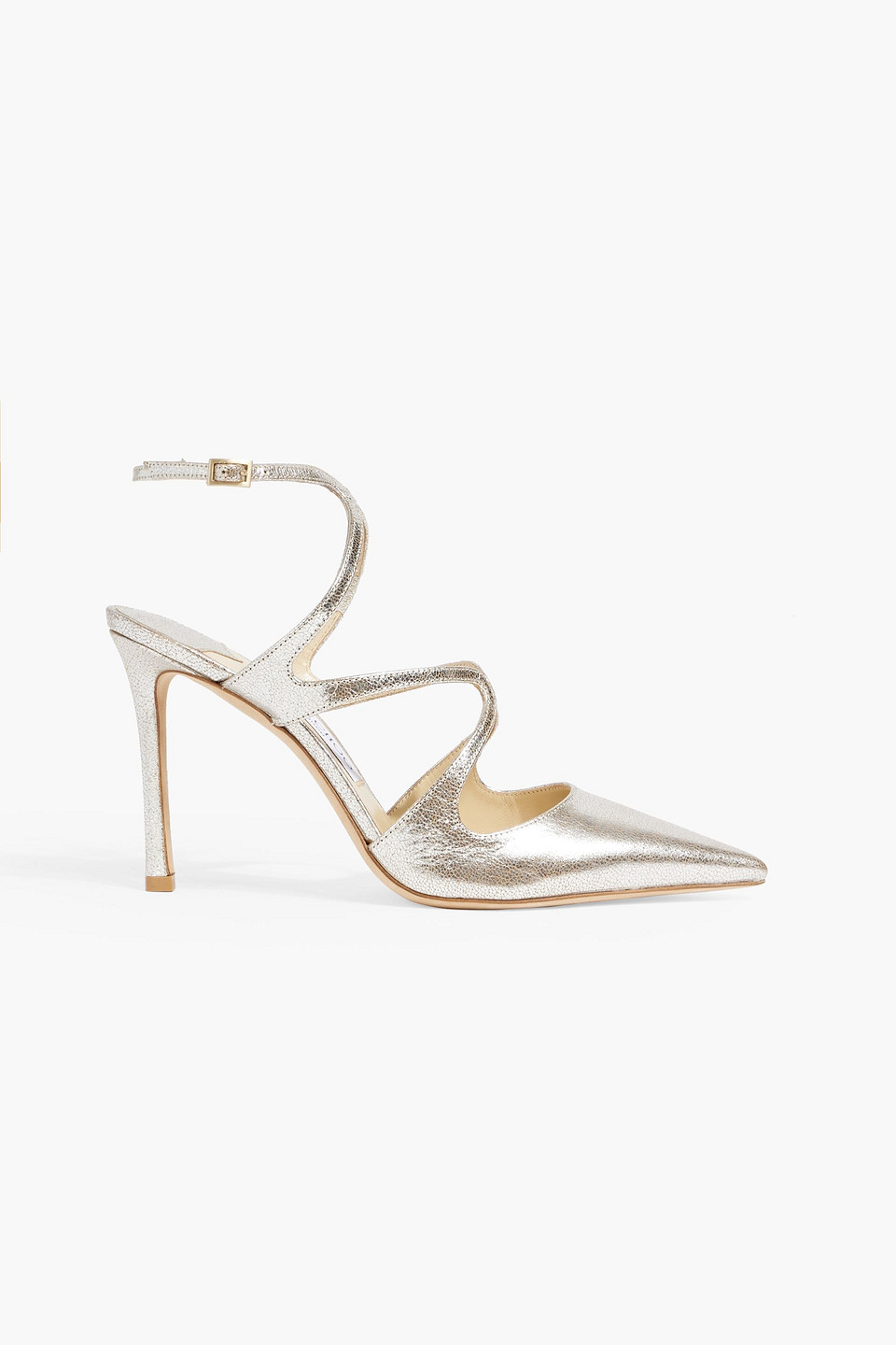 Jimmy Choo Jc Azia Pump 95 High Heel Point Toe Pump Glitter Leather In Platinum