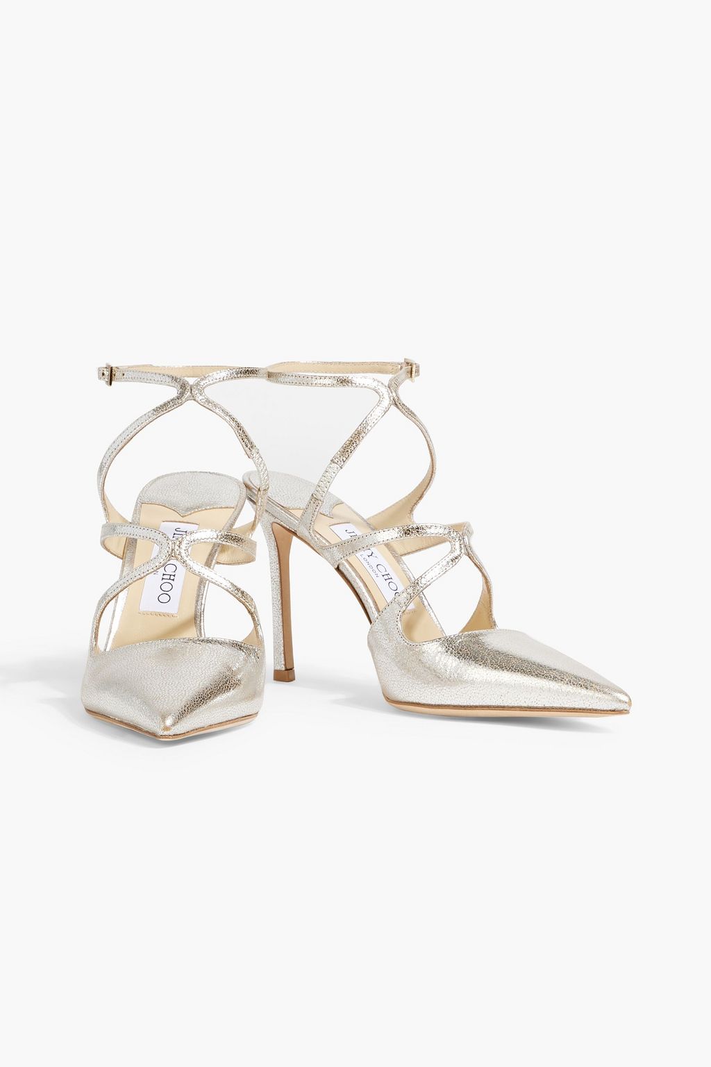 JIMMY CHOO Azia 95 metallic textured-leather pumps