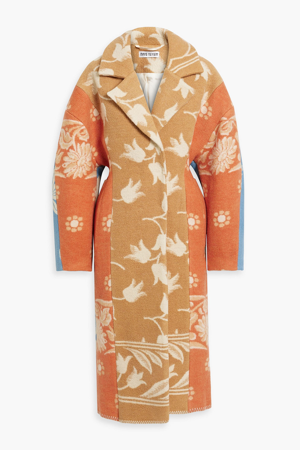 Rave Review Sally Patchwork-effect Wool-jacquard Coat In Beige