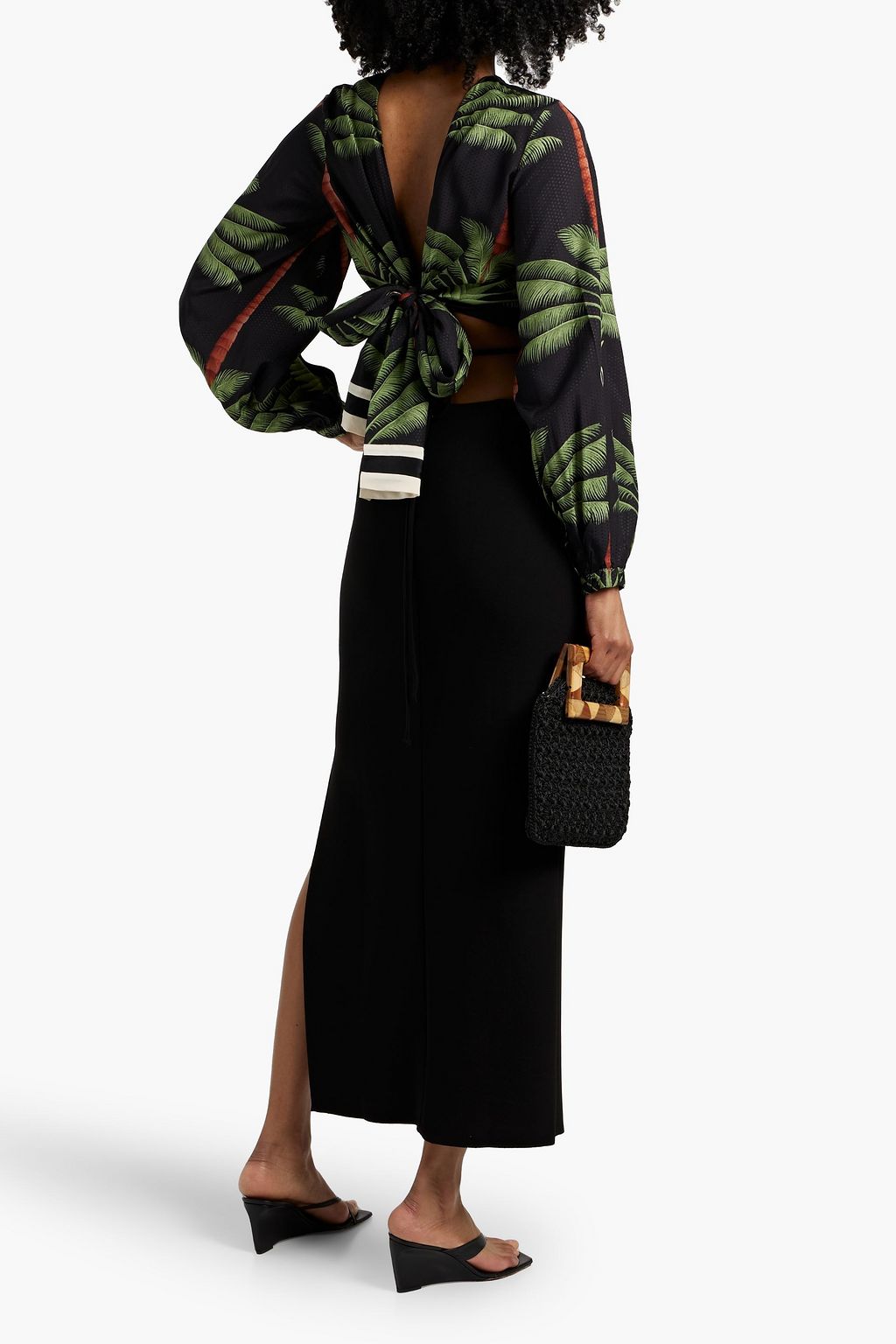 JOHANNA ORTIZ Cropped printed jacquard top