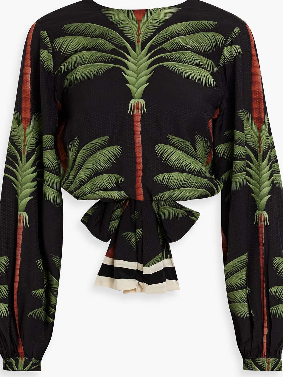 cropped printed jacquard top