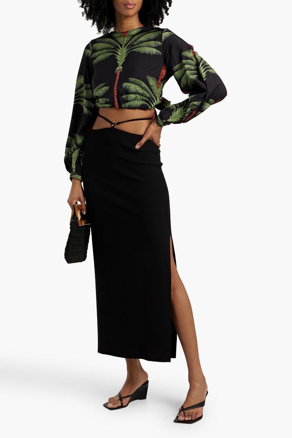 JOHANNA ORTIZ Cropped printed jacquard top