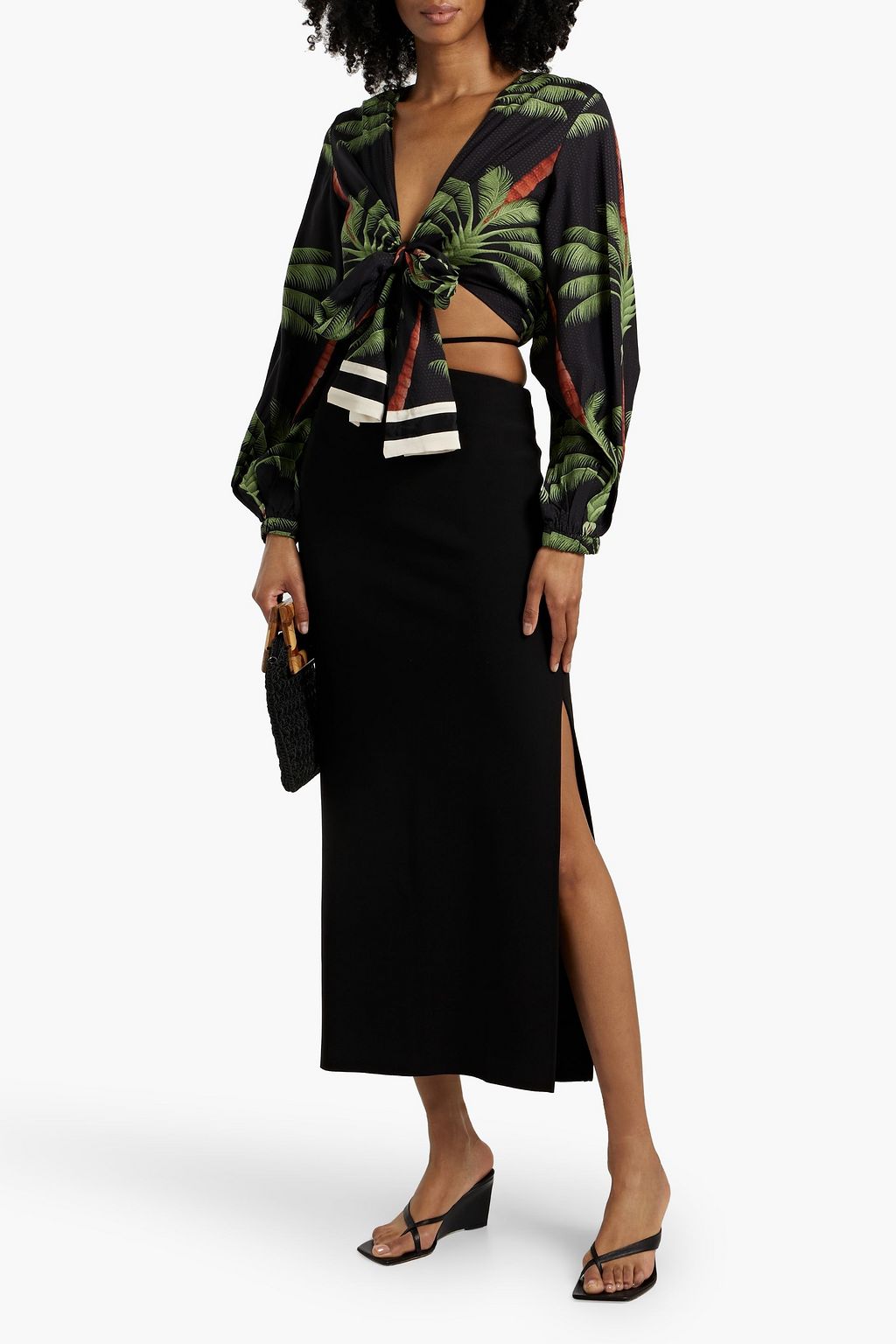 JOHANNA ORTIZ Cropped printed jacquard top