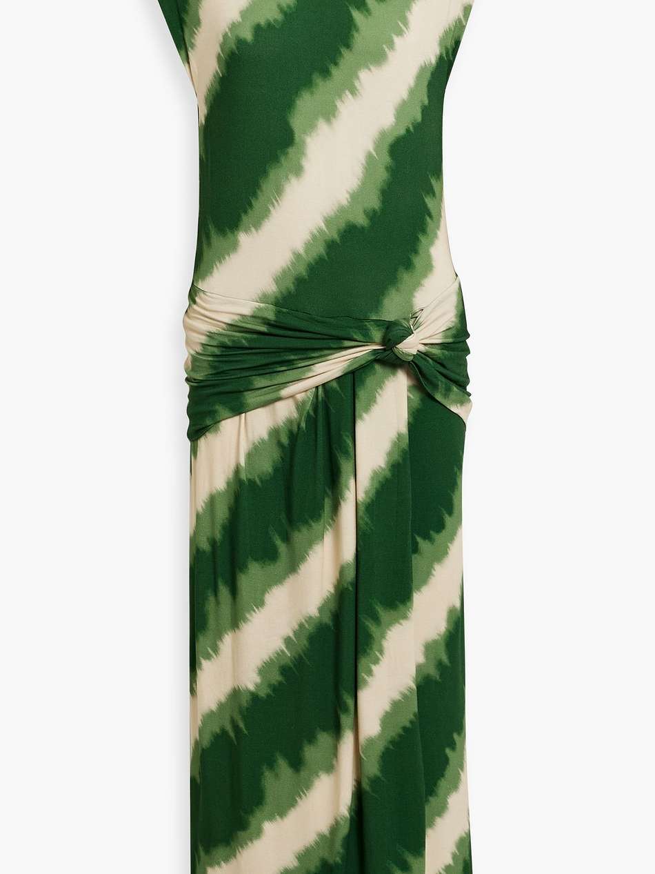 wrapped in color knotted printed stretch-jersey maxi dress