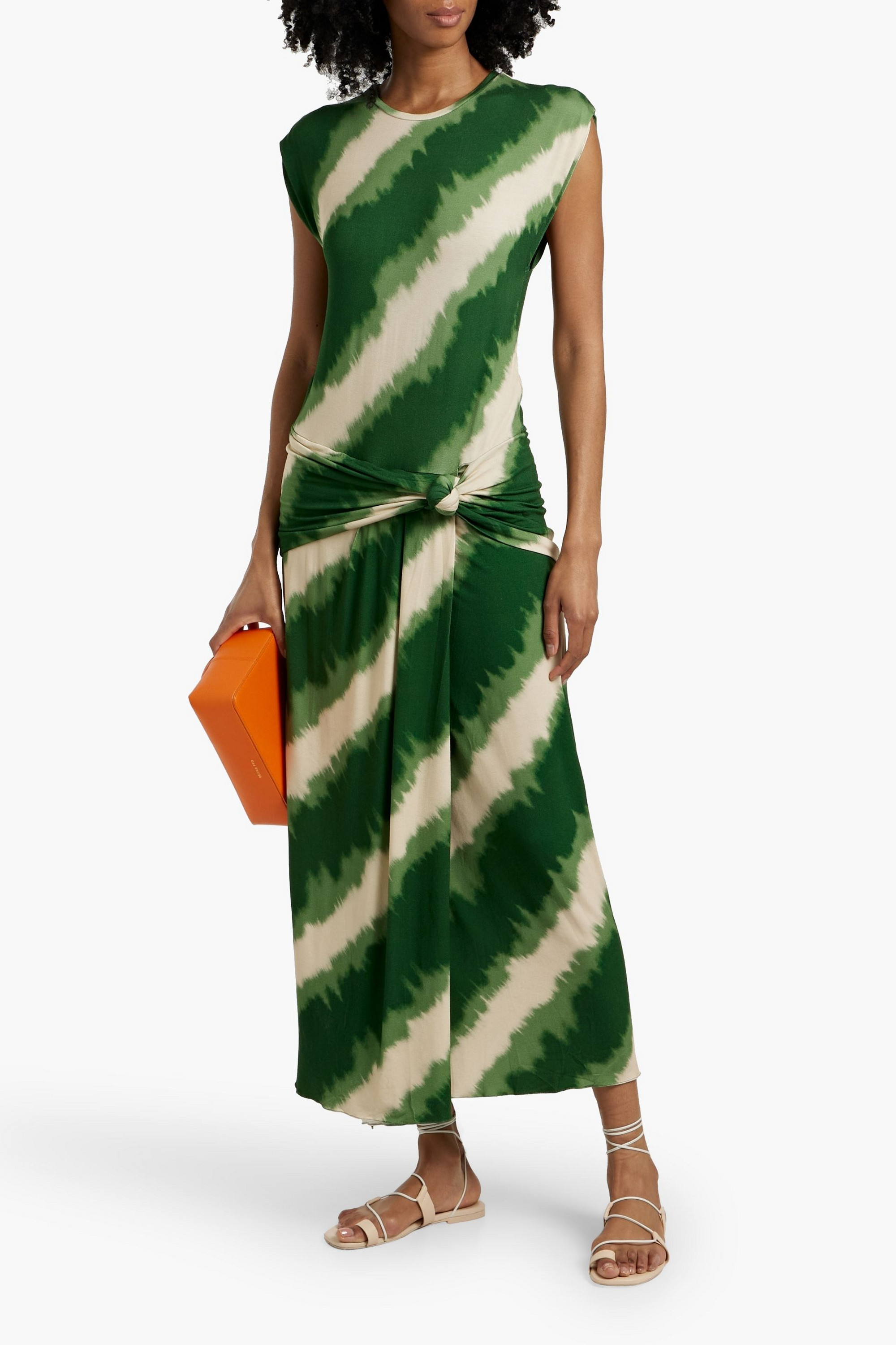 Johanna Ortiz Wrapped In Color knotted printed stretch-jersey maxi dress