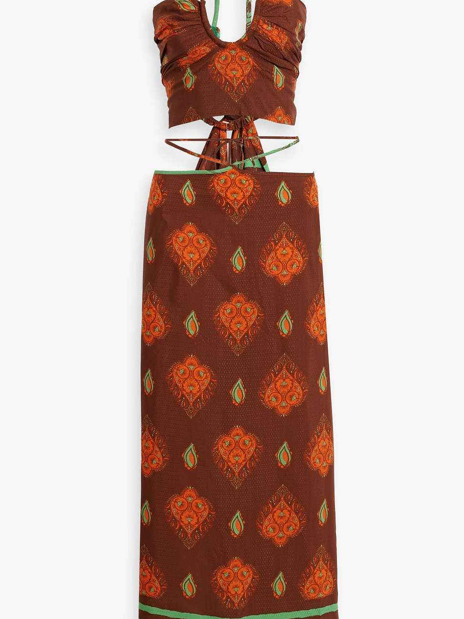 guardian of wisdom printed jacquard maxi skirt and top set