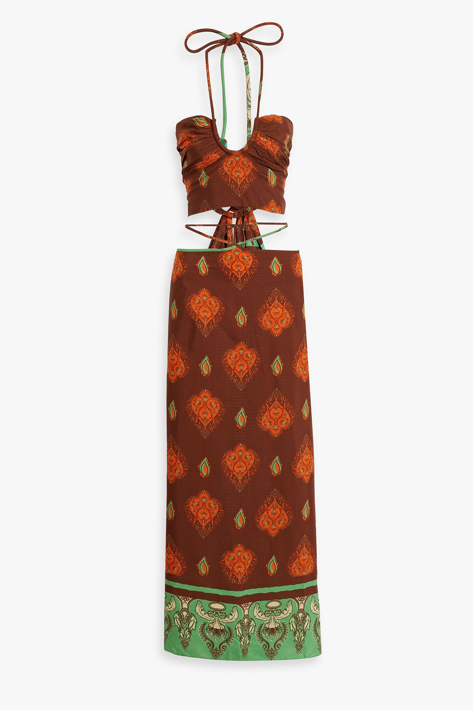 JOHANNA ORTIZ GUARDIAN OF WISDOM PRINTED JACQUARD MAXI SKIRT AND TOP SET