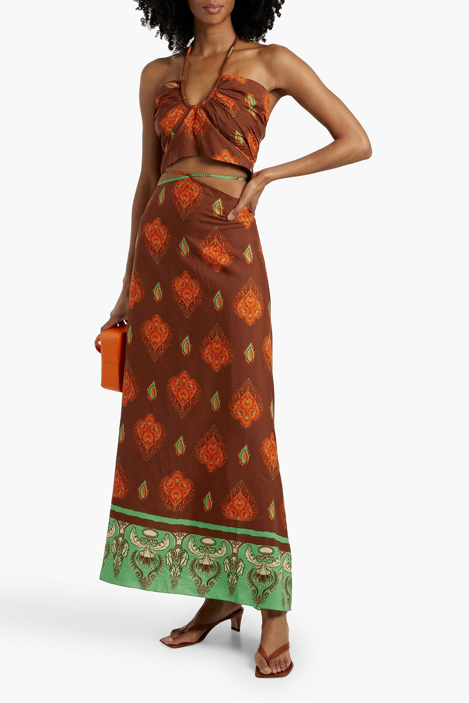 JOHANNA ORTIZ GUARDIAN OF WISDOM PRINTED JACQUARD MAXI SKIRT AND TOP SET