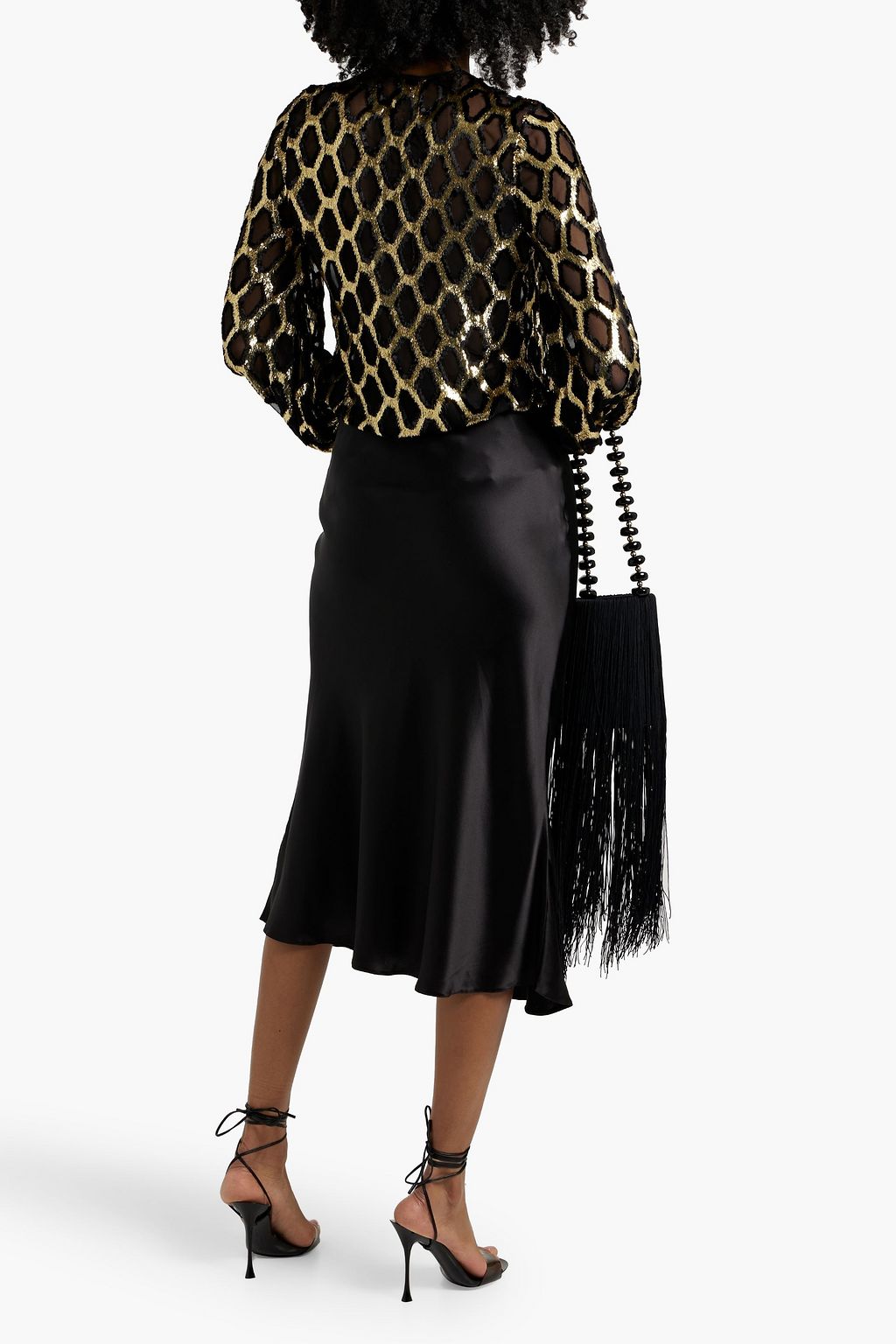 JOHANNA ORTIZ Bold Simplicity metallic fil coupé chiffon blouse