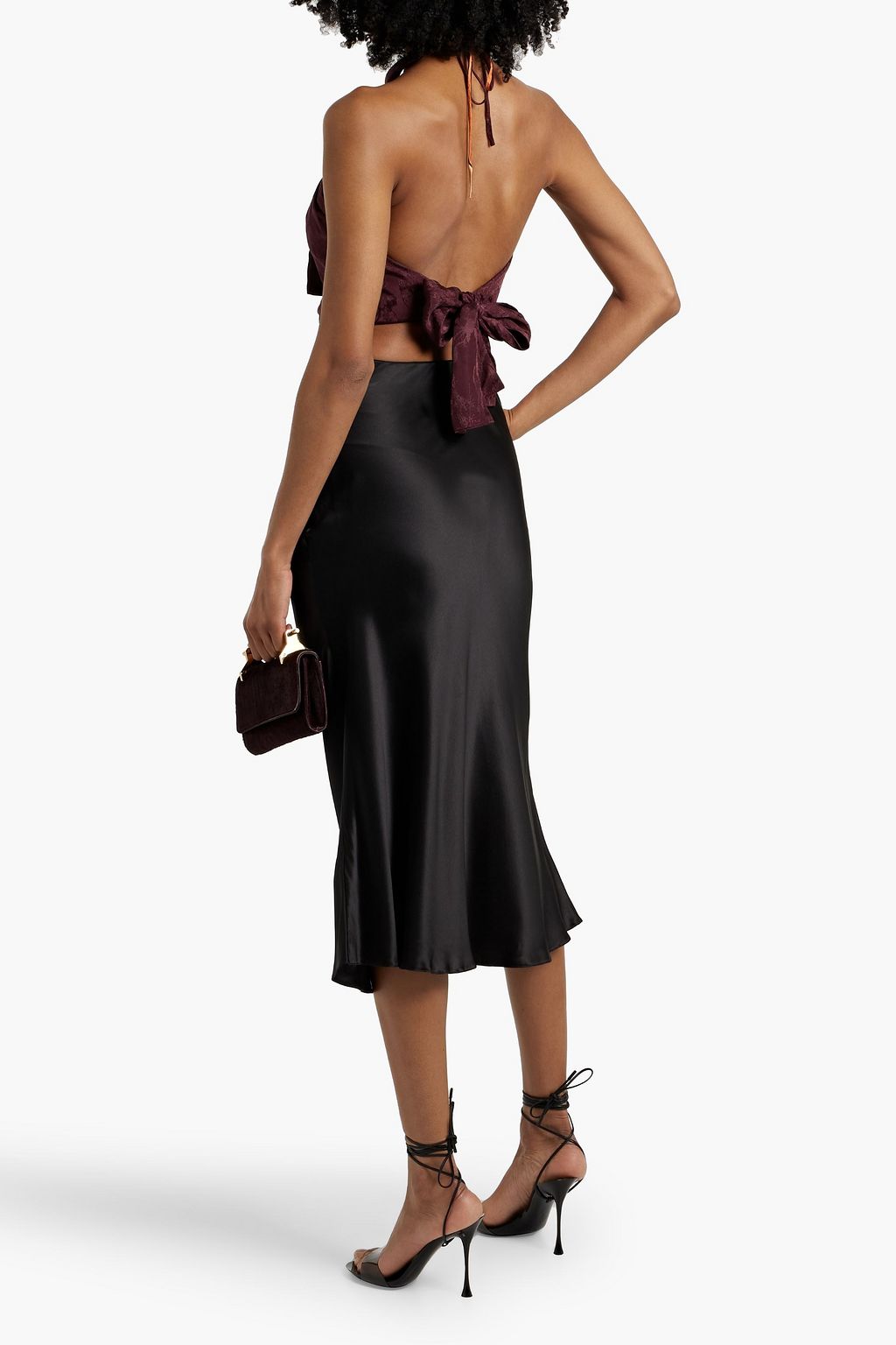 JOHANNA ORTIZ Rooftop Serenade cropped printed jacquard halterneck top