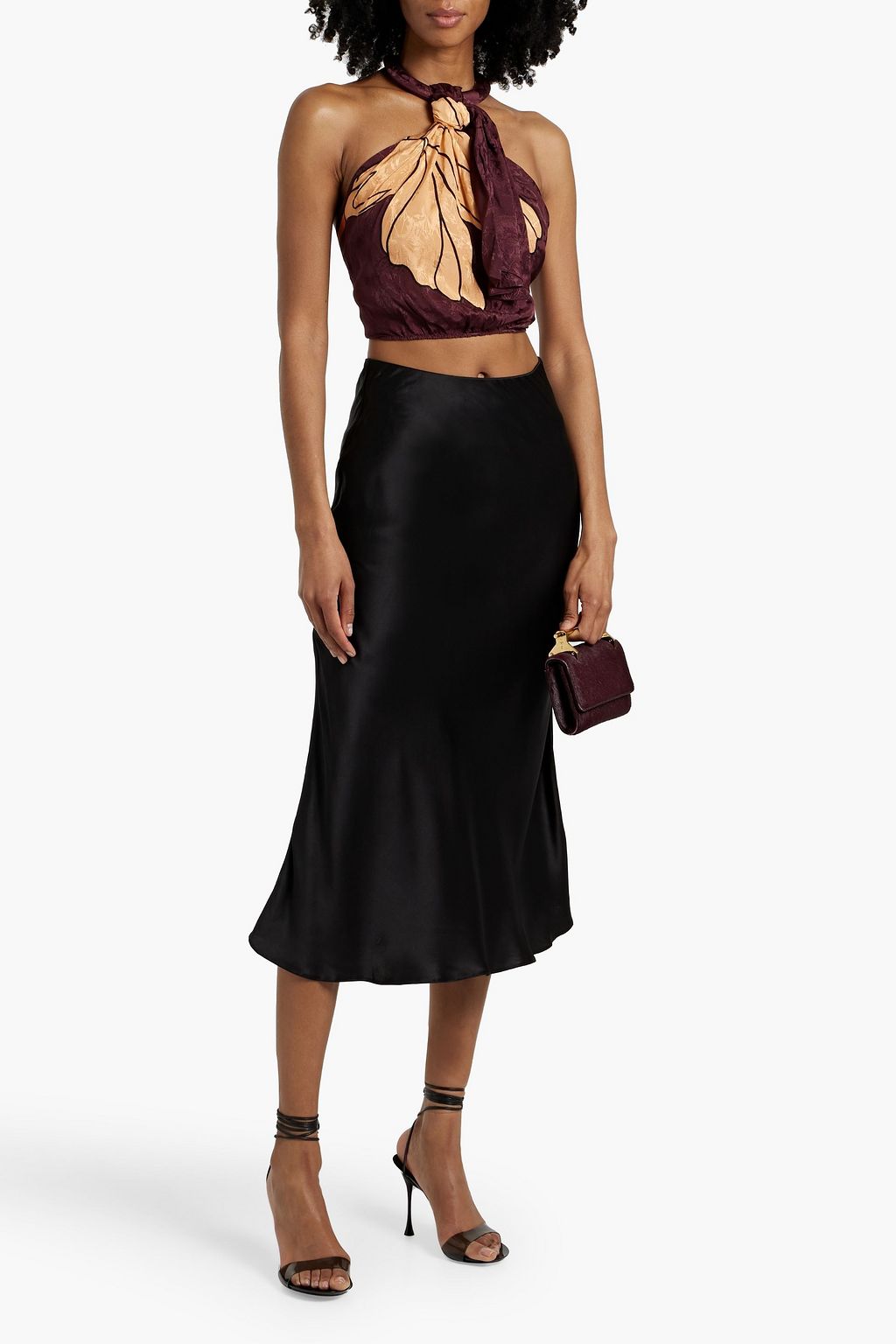 JOHANNA ORTIZ Rooftop Serenade cropped printed jacquard halterneck top
