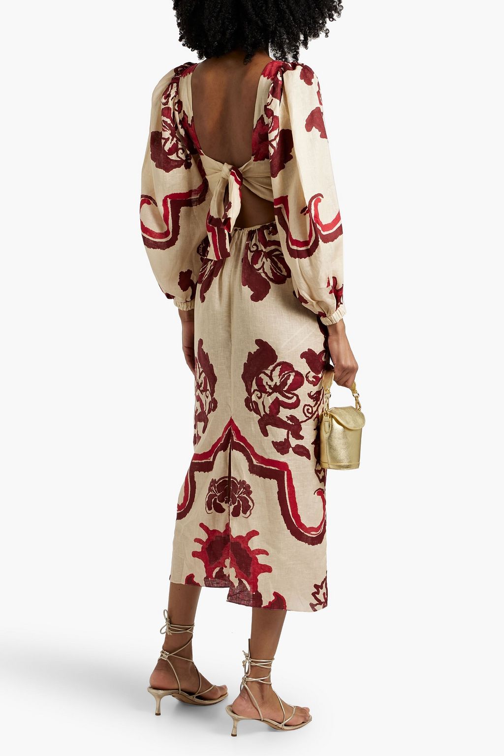 JOHANNA ORTIZ Caribena cutout printed linen midi dress