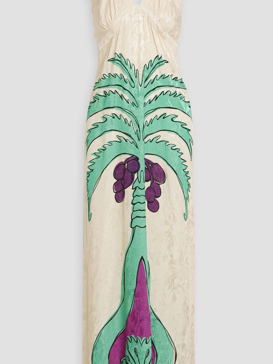 guambiano printed jacquard halterneck maxi dress