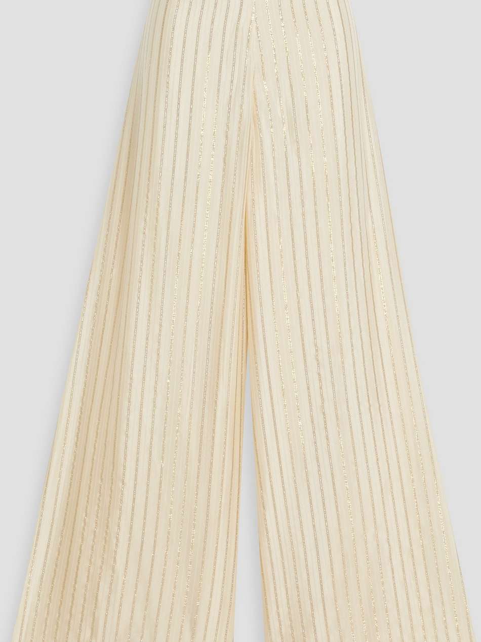 power metallic striped silk-blend wide-leg pants