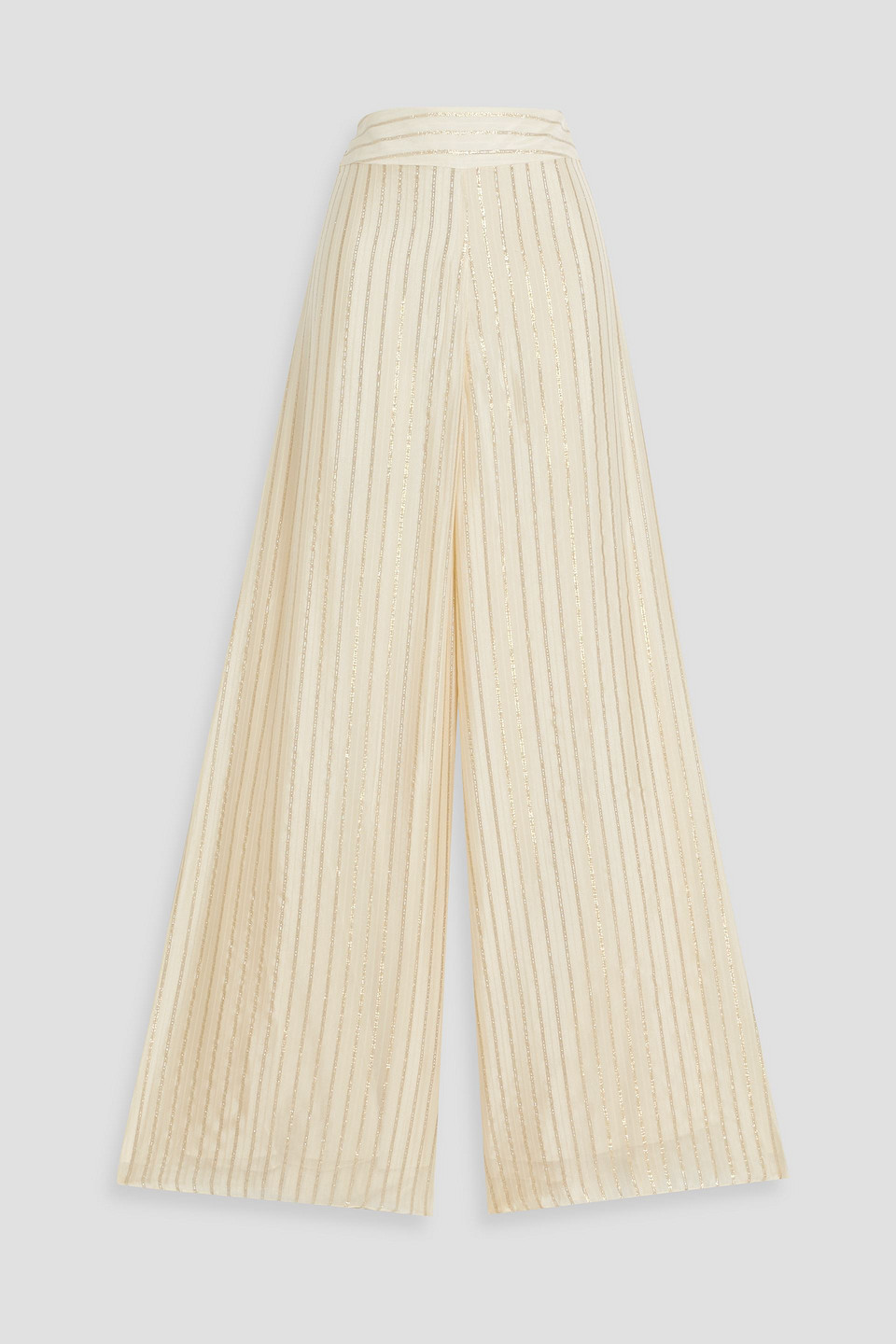 Johanna Ortiz Power Metallic Striped Silk-blend Wide-leg Pants