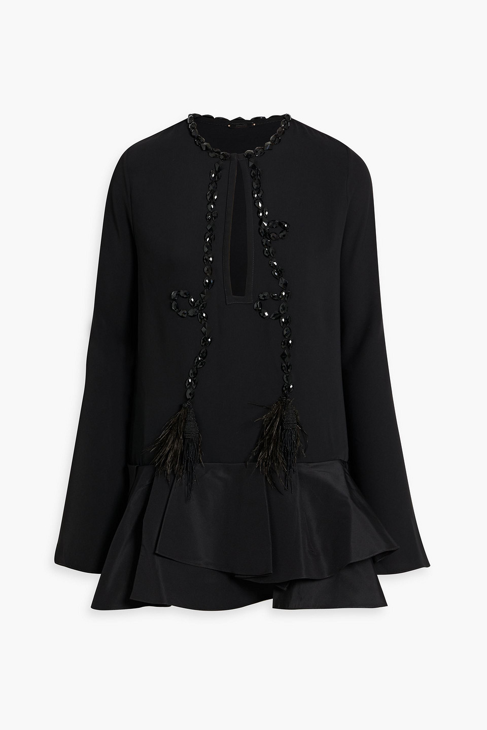 johanna ortiz - grace and power embellished crepe and taffeta mini dress - black - us 4