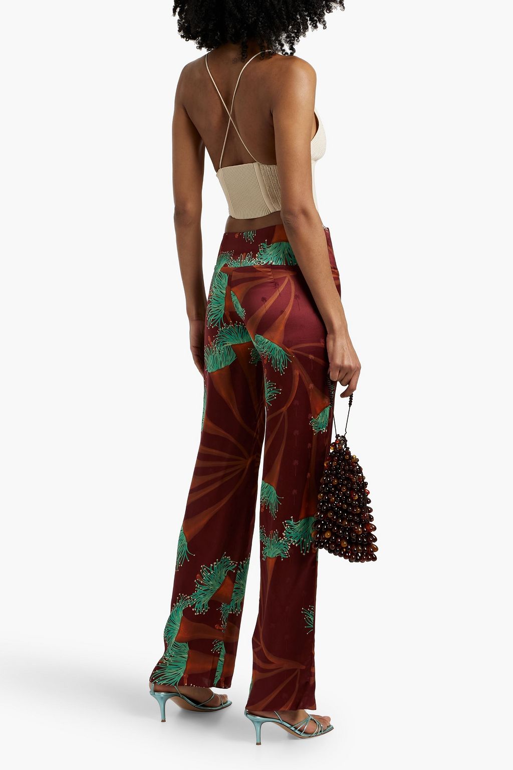 JOHANNA ORTIZ Chocolate Unbound Life printed silk-satin wide-leg pants
