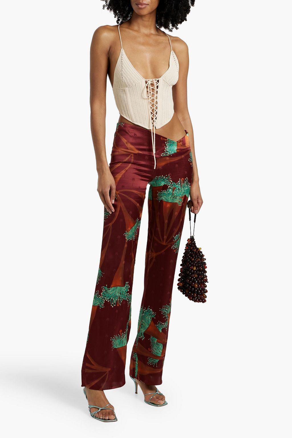 JOHANNA ORTIZ Chocolate Unbound Life printed silk-satin wide-leg pants