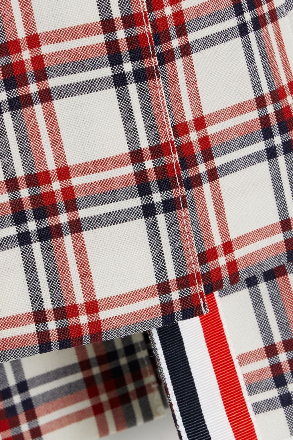 THOM BROWNE Pleated checked wool-tweed mini skirt