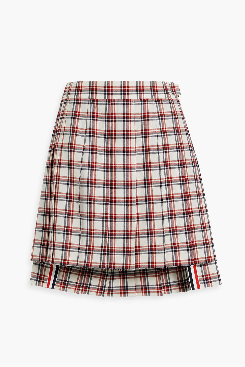 Thom Browne Pleated Checked Wool-tweed Mini Skirt In Ivory
