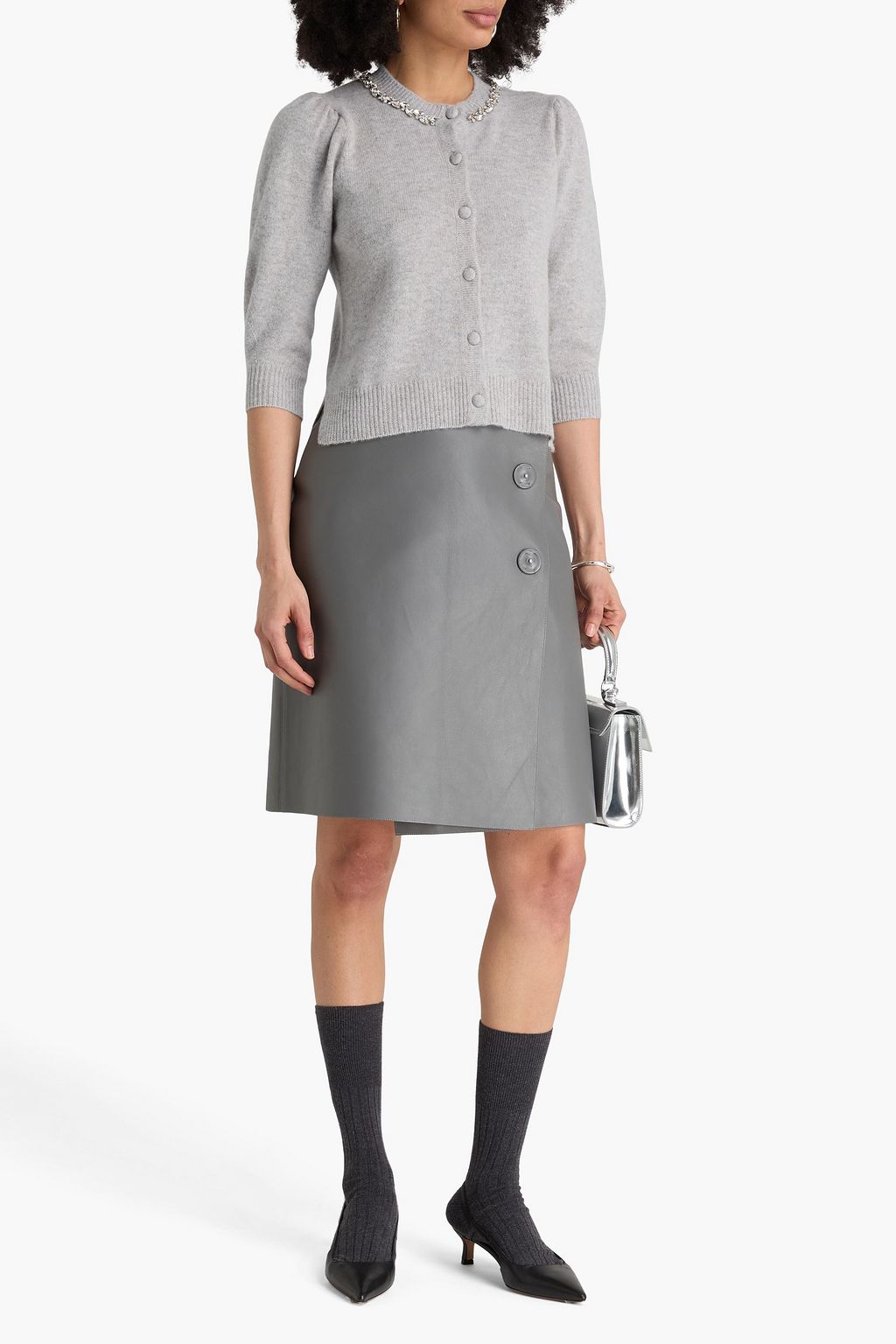 AUTUMN CASHMERE Crystal-embellished cashmere cardigan