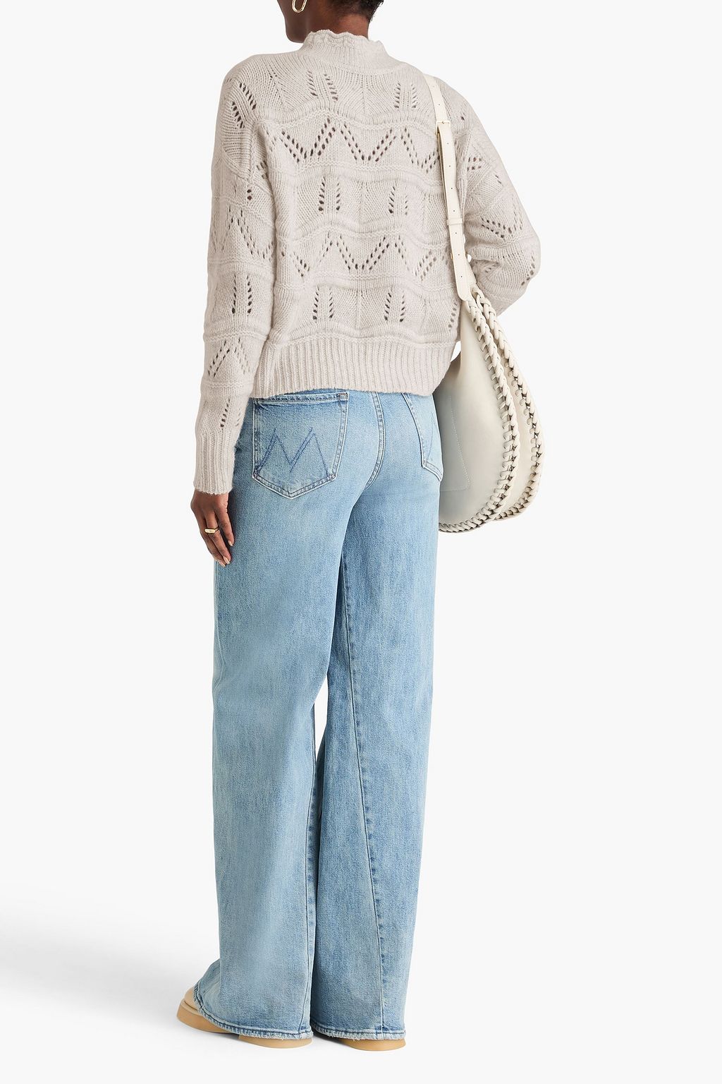 AUTUMN CASHMERE Pointelle-knit cashmere turtleneck sweater