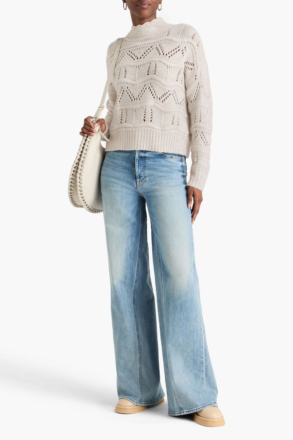 AUTUMN CASHMERE Pointelle-knit cashmere turtleneck sweater