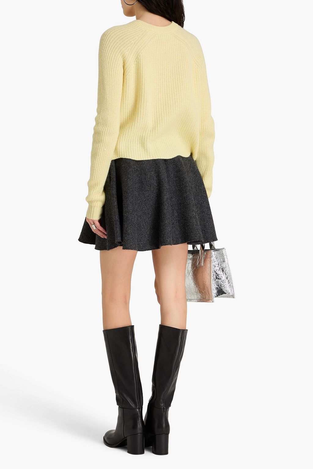 AUTUMN CASHMERE كنزة رياضية من الكشمير بتصميم مضلّع وحواف متموّجة