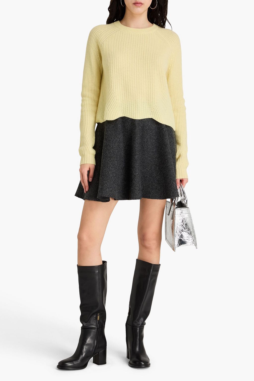 AUTUMN CASHMERE كنزة رياضية من الكشمير بتصميم مضلّع وحواف متموّجة