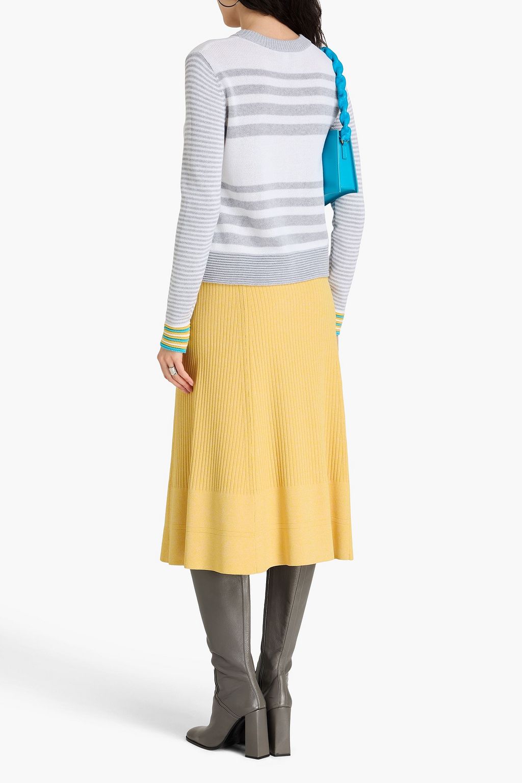 COTTON BY AUTUMN CASHMERE كنزة رياضية من القطن بتصميم مخطط