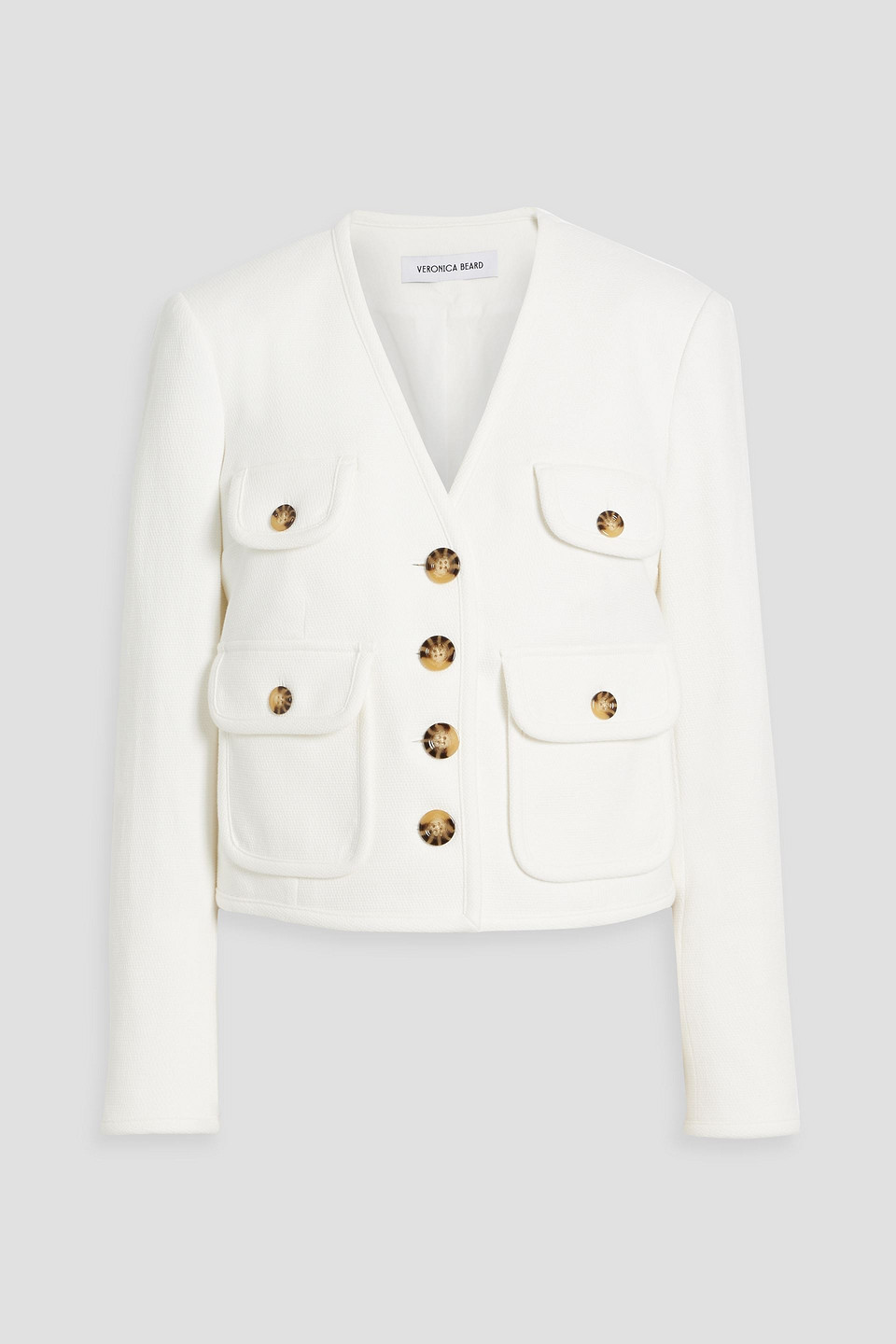 Veronica Beard Women's Isola Stretch Cotton-blend V-neck Jacket In Off-white