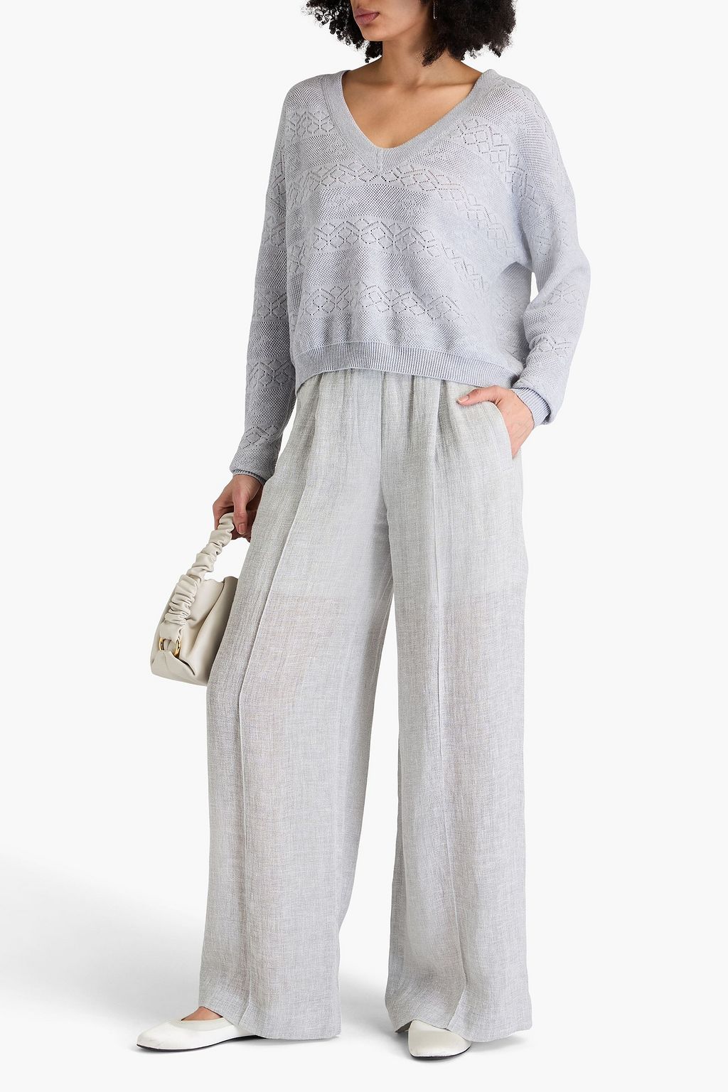COTTON BY AUTUMN CASHMERE Pullover aus Baumwolle in Pointelle-Strick