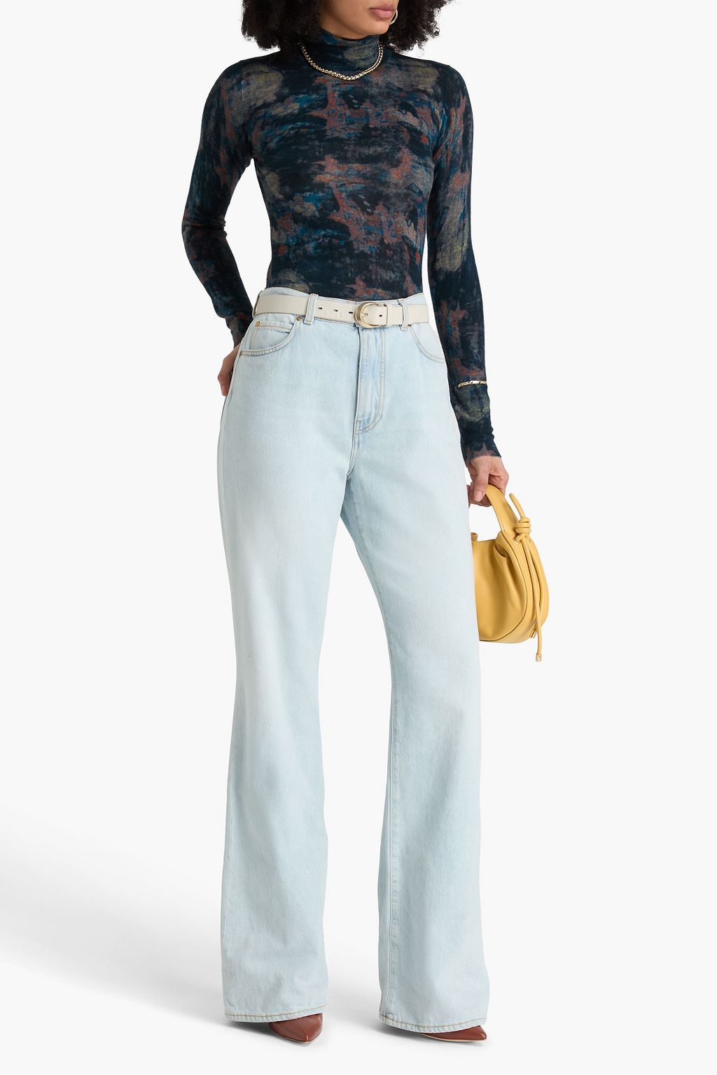 AUTUMN CASHMERE Printed cashmere turtleneck sweater