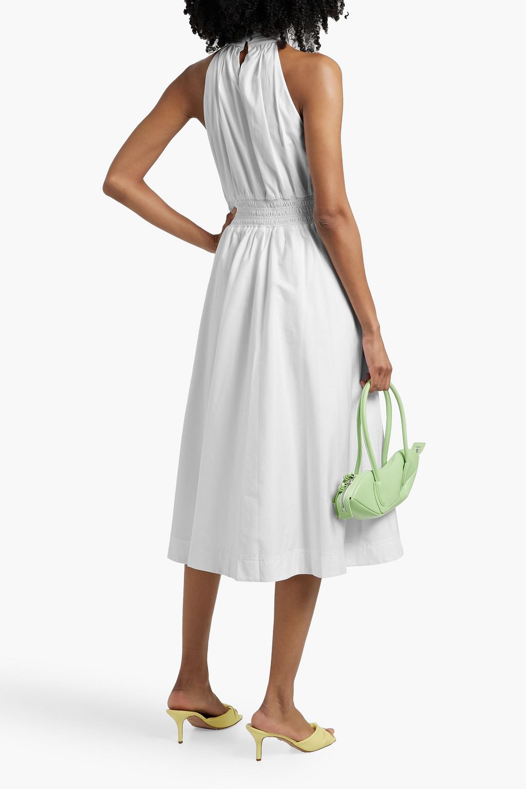 VERONICA BEARD Kinny shirred cotton-blend poplin midi dress