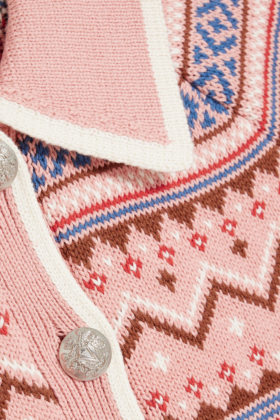 Shop Veronica Beard Cheshire Intarsia Cotton Cardigan In Antique Rose