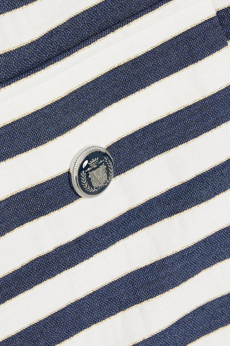 Veronica Beard Isa Metallic Striped Woven Jacket In Navy