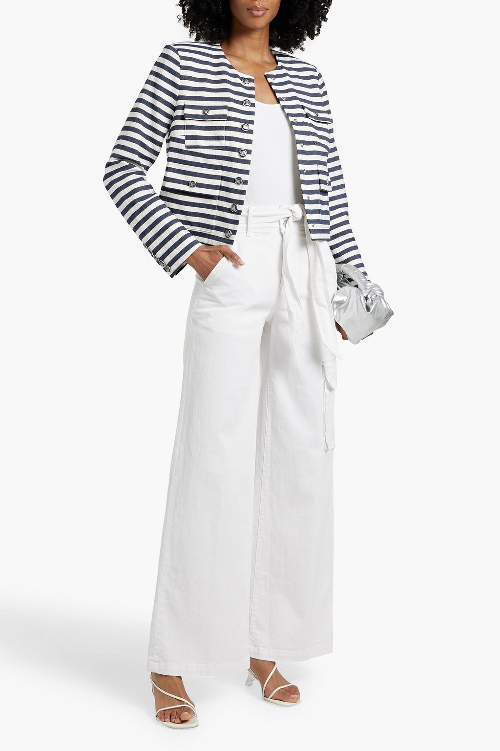 VERONICA BEARD Isa metallic striped woven jacket