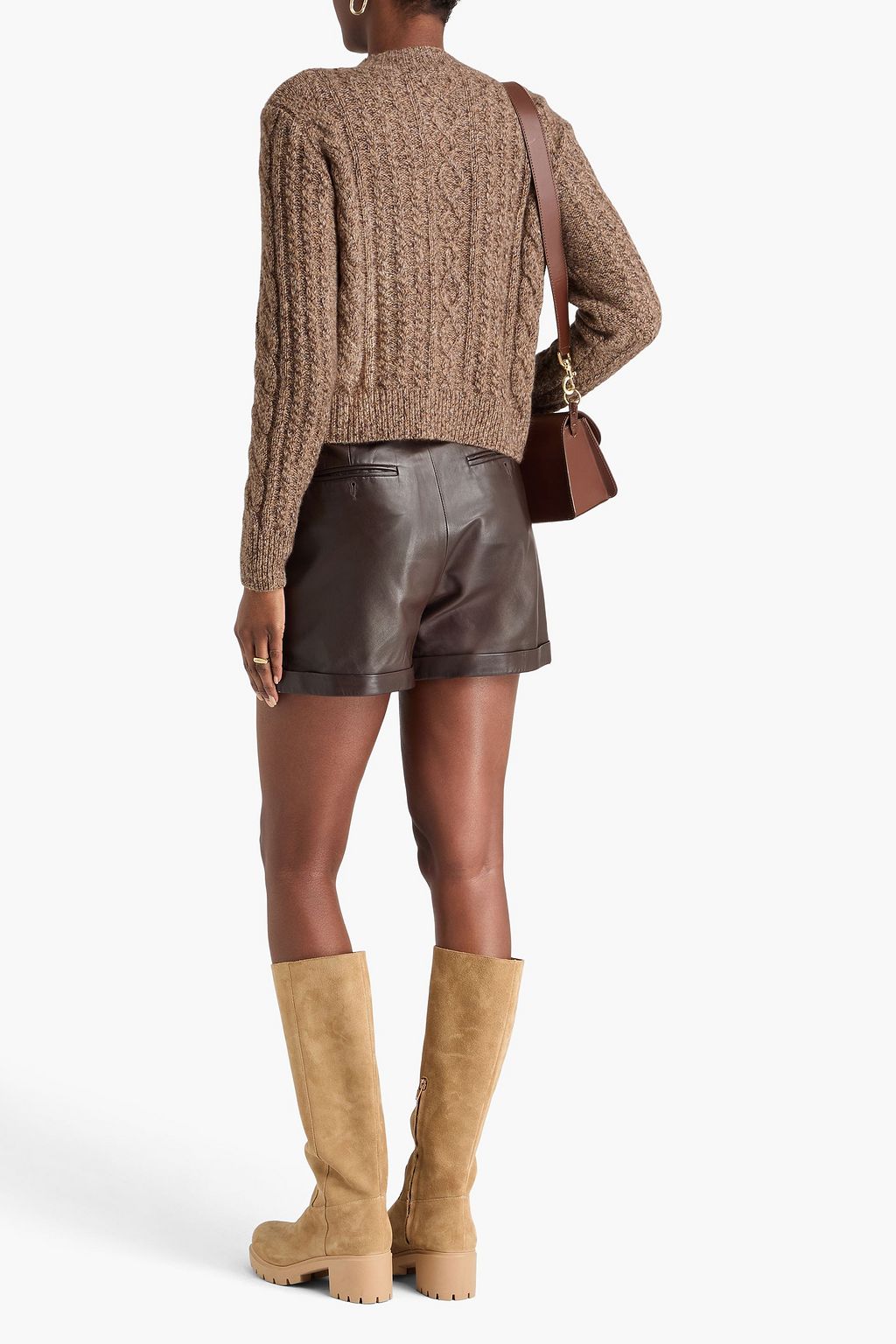 AUTUMN CASHMERE Marled cable-knit cashmere and silk-blend cardigan