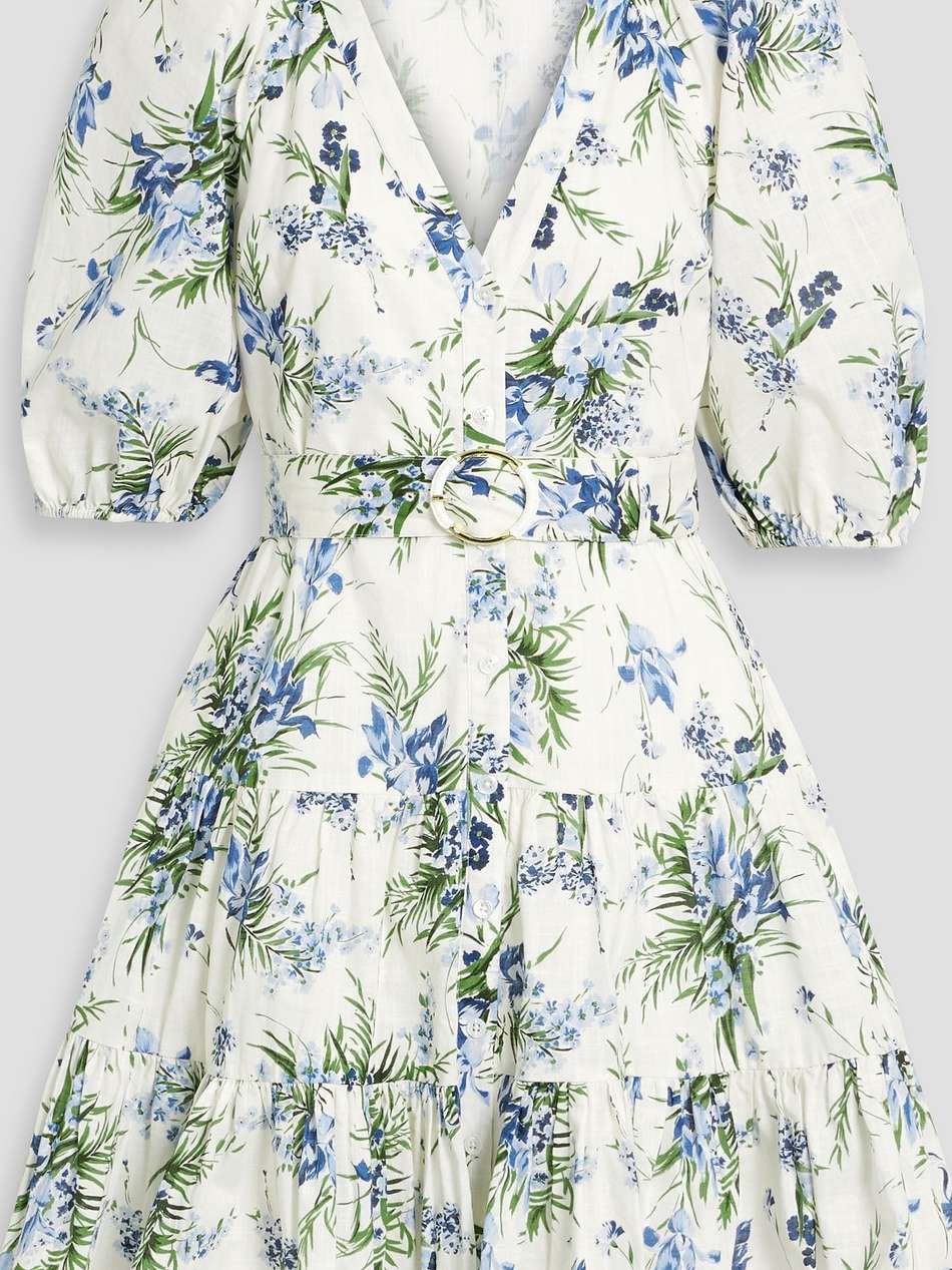 dewey belted floral-print cotton-gauze mini dress